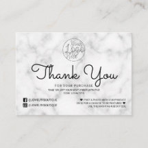 Eenvoudige Witte Zwarte Marmeren Klant Dank u