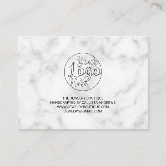 Eenvoudige Witte Zwarte Marmeren Klant Dank u Visitekaartje (Achterkant)