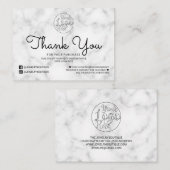 Eenvoudige Witte Zwarte Marmeren Klant Dank u Visitekaartje (Voorkant / Achterkant)
