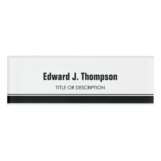Eenvoudige witte zwarte rand naambadge (Voorkant)