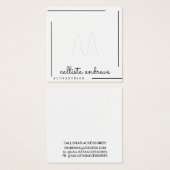 Eenvoudige witte zwarte rand scriptscherm vierkante visitekaartjes (Voorkant /achterkant)