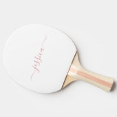 Eenvoudige witte zwarte roze elegant scriptnaam tafeltennisbatje (Zijkant)