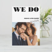 Eenvoudige witte zwarte we doen foto save the date (Staand voorkant)