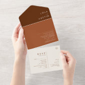 Eenvoudige woestijn | Donkere kaneel en terracotta All In One Uitnodiging (Afscheurbaar)