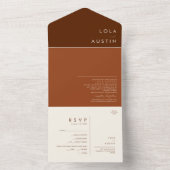 Eenvoudige woestijn | Donkere kaneel en terracotta All In One Uitnodiging (Binnen)