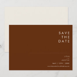 Eenvoudige woestijn | Donkere kaneel horizontaal Save The Date