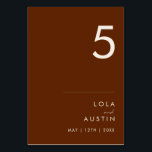 Eenvoudige woestijn | Donkere kaneelnummer Kaart<br><div class="desc">Deze eenvoudige woestijn | Donkere Cinnamon-tafelnummer is precies wat je zoekt om je moderne rustige boho-bruiloft te voltooien. Ideaal voor een , minimalistisch western vibe of een retro-herfst bohemen gevoel. Het minimale natuurlijke witte manuscript werkelijk poppen met deze kleurrijke herfstachtergrond. U kunt verkiezen om het te houden de manier het...</div>