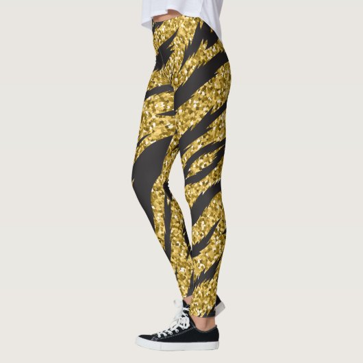 Eenvoudige woestijn gouden tijger strepen patroon leggings (Links)