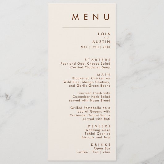 Eenvoudige woestijn | Menu Natuurlijk Wit Weddensc (Voorkant)