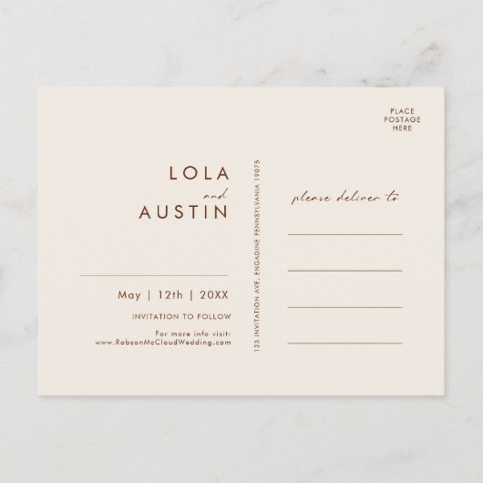 Eenvoudige woestijn | Natural White Save the Date Uitnodiging Briefkaart (Achterkant)