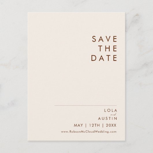 Eenvoudige woestijn | Natural White Save the Date  Uitnodiging Briefkaart (Voorkant)