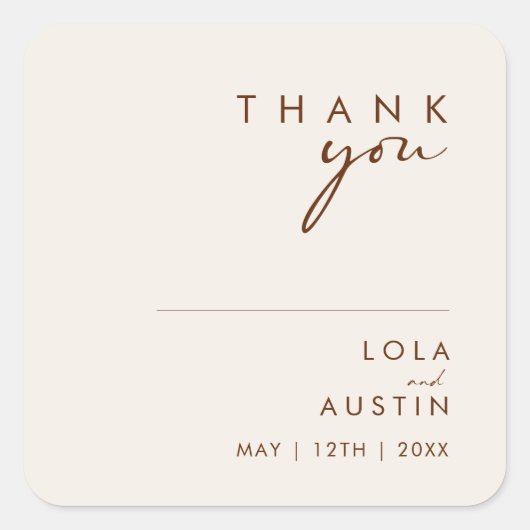 Eenvoudige woestijn | Natuurlijk Wit Dank je bruil Vierkante Sticker (Voorkant)