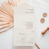 Eenvoudige woestijn | Natuurlijke witte zegel en V All In One Uitnodiging