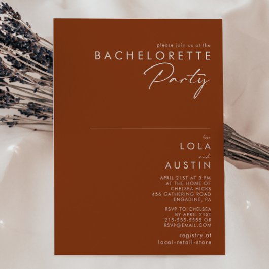 Eenvoudige woestijn | Terracotta Bachelorette Part Kaart