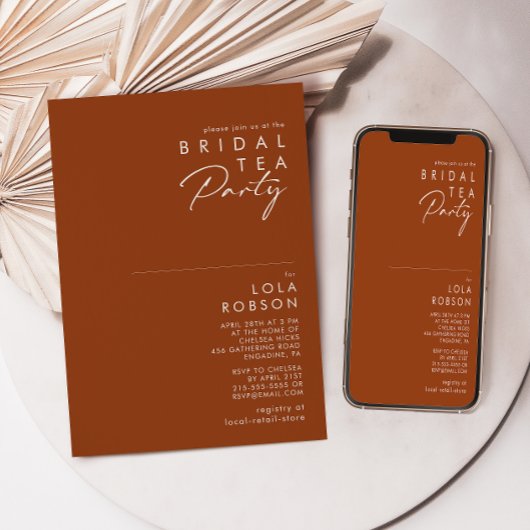 Eenvoudige woestijn | Terracotta Bridal Tea Kaart