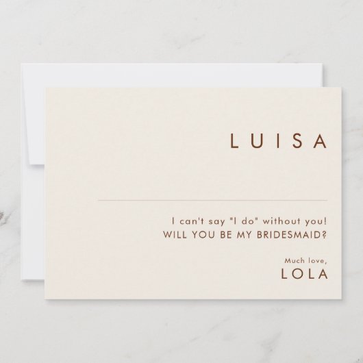 Eenvoudige woestijn terracotta bruidsmeisje uitnod kaart (Achterkant)