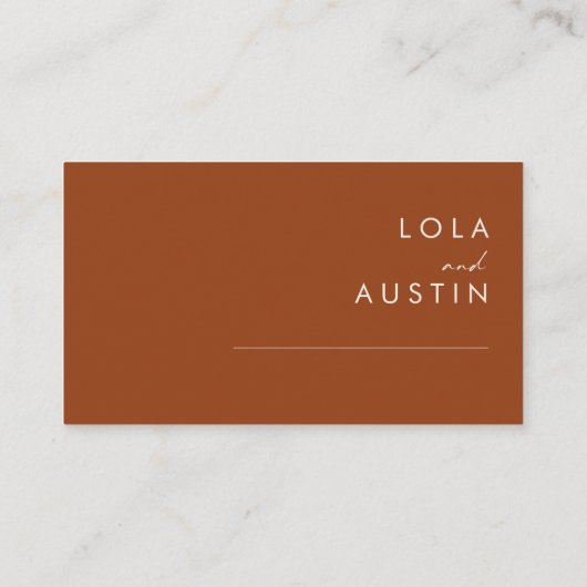 Eenvoudige woestijn | Terracotta Flat Wedding Plac Plaatskaartje (Achterkant)