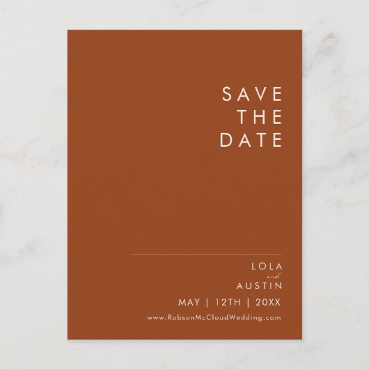 Eenvoudige woestijn | Terracotta Save the Date Bri Uitnodiging Briefkaart (Voorkant)