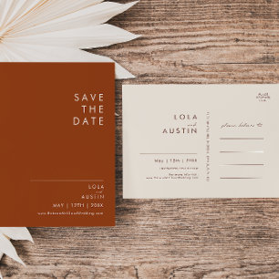 Eenvoudige Woestijn Terracotta Save The Date Pos Uitnodiging Briefkaart