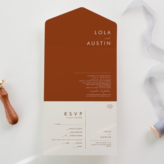 Eenvoudige woestijn | Terracotta Seal and Send All In One Uitnodiging