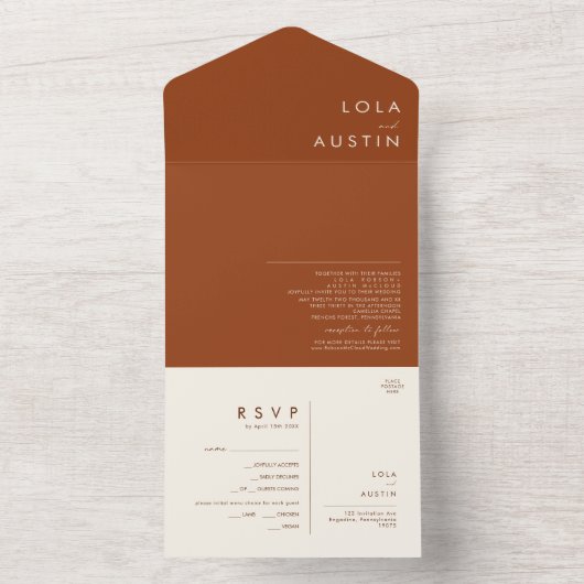 Eenvoudige woestijn | Terracotta Seal and Send All In One Uitnodiging (Binnen)