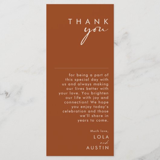 Eenvoudige woestijn Terracotta Tall Hartelijk dank Menu (Voorkant)