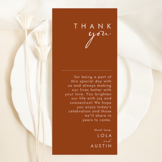 Eenvoudige woestijn Terracotta Tall Hartelijk dank Menu