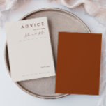 Eenvoudige woestijn | Terracotta Wedding Advice Ka Advieskaart<br><div class="desc">Deze eenvoudige woestijn | Terracotta bruiloft is precies wat je zoekt om je moderne rustige boho bruiloft te voltooien. Ideaal voor een , minimalistisch western vibe of een retro-herfst bohemen gevoel. Het minimale natuurlijke witte manuscript werkelijk poppen met deze kleurrijke herfstachtergrond. U kunt verkiezen om het te houden de manier...</div>