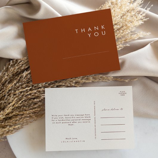 Eenvoudige woestijn | Terracotta Wedding Bedankt Briefkaart