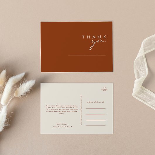 Eenvoudige woestijn | Terracotta Wedding Bedankt P Briefkaart