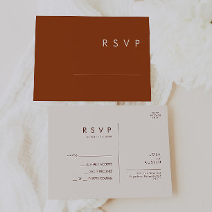 Eenvoudige woestijn   Terracotta Wedding RSVP Brie Briefkaart