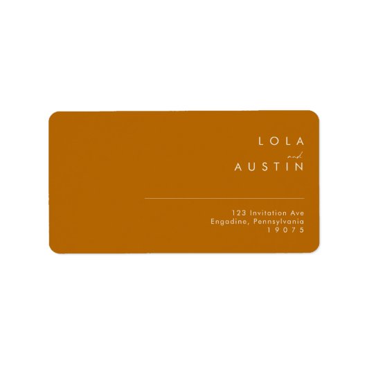 Eenvoudige woestijn | Verbrandend Oranje huwelijk  Etiket (Voorkant)