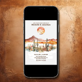 Eenvoudige woestijncactus Western Boho-bruiloft Kaart