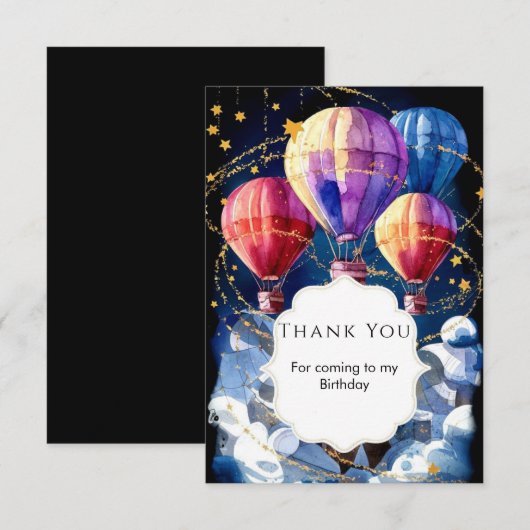 Eenvoudige Wolken Hete Luchtballon Verjaardag Bedankkaart (Voorkant / Achterkant)