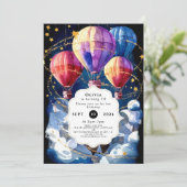 Eenvoudige Wolken Hete Luchtballon Verjaardag Kaart (Staand voorkant)