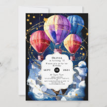 Eenvoudige Wolken Hete Luchtballon Verjaardag