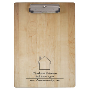 Eenvoudige Wooden Background Real Estate Agent Klembord