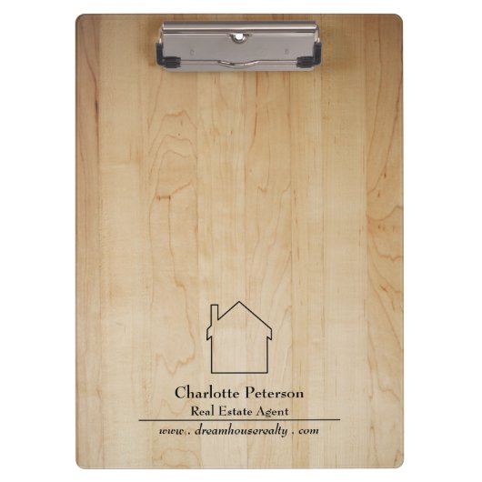 Eenvoudige Wooden Background Real Estate Agent Klembord (Voorkant)