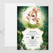 Eenvoudige Woodland Bunny Verjaardag Kaart (Voorkant / Achterkant)