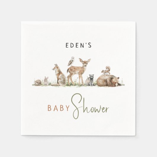 Eenvoudige Woodland Forest Animals Baby shower ser Servet (Voorkant)