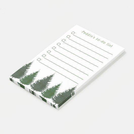 Eenvoudige Woodland Pine Trees Post-it® Notes (Schuin)