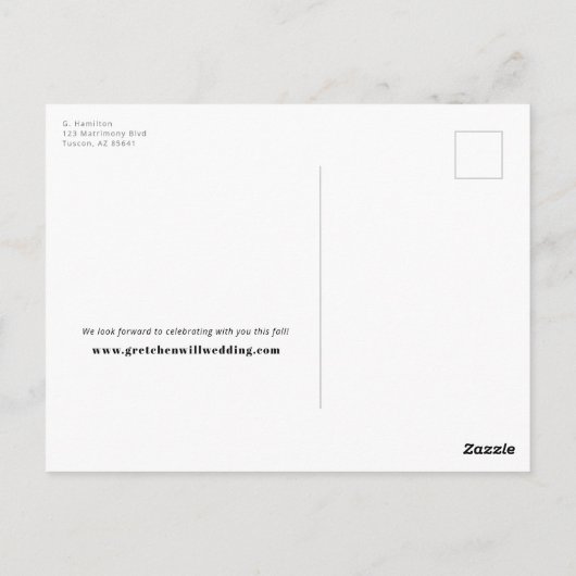 Eenvoudige woorden Opslaan van de datum Foto Brief Briefkaart (Achterkant)