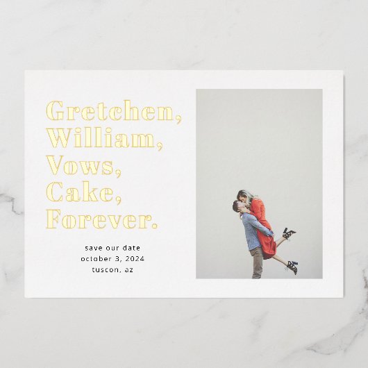 Eenvoudige Word-lijst Opslaan Datum fotokaart Folie Uitnodiging (Voorkant)