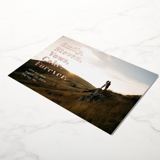 Eenvoudige Word-lijst Opslaan Datum grote fotokaar Folie Uitnodiging (Gedraaid)