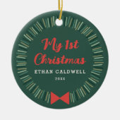 Eenvoudige Wreate Eerste Kerstversiering - Groen Keramisch Ornament (Voorkant)