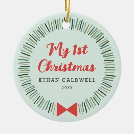 Eenvoudige Wreate Eerste Kerstversiering - Mint Keramisch Ornament (Voorkant)