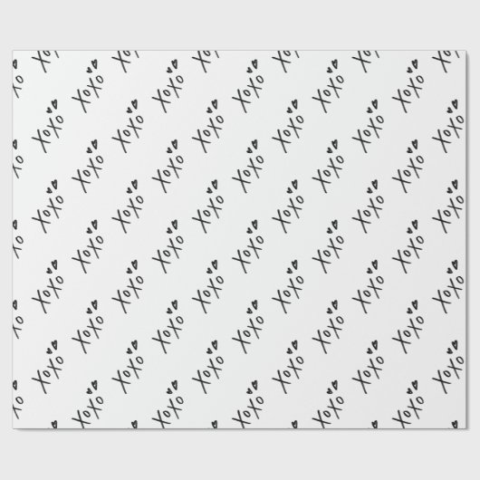 Eenvoudige XOXO-belettering in zwart patroon Cadeaupapier (Vlak)