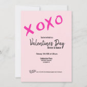 Eenvoudige XOXO roze Valentijnse diner-dans-dans Kaart (Voorkant)