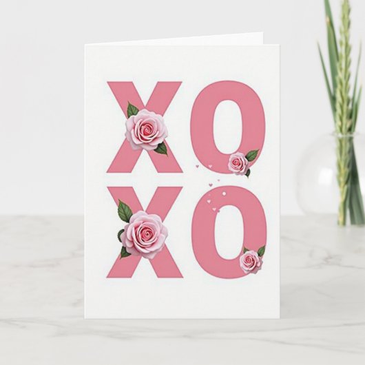 Eenvoudige Xoxo Rozen Liefde Kaart (Voorkant)