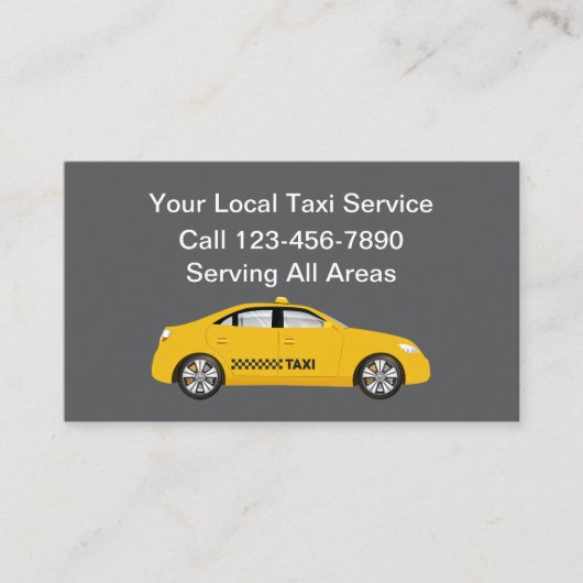 Eenvoudige Yellow Taxi Service Visitekaartjes (Voorkant)